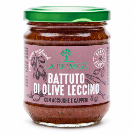 Battuto di olive leccino - Bruschetta på leccino-oliver med ansjovis och kapris 180 g La Reinese