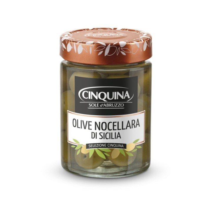 Olive Nocellara di Sicilia glasburk 180g Cinquina - 1