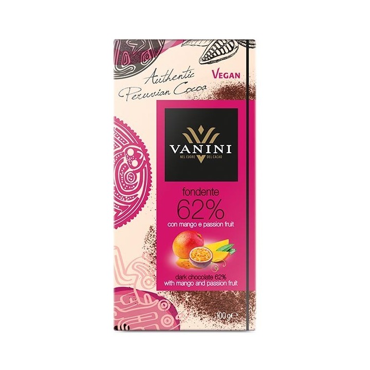Fondente 62% con mango e passion fruit 100 g Vanini - 1