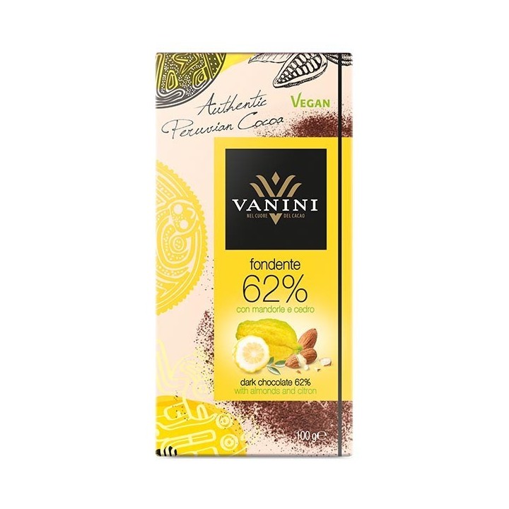 Fondente 62% con mandorle e cedro 100 g Vanini - 1