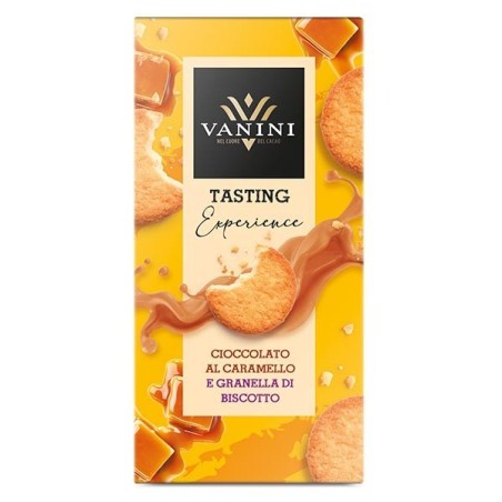 Cioccolato bianco al caramello e granella di biscotto 75 g Vanini - 1