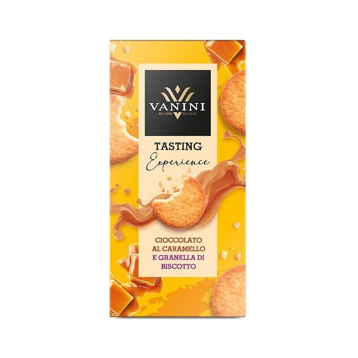 Cioccolato bianco al caramello e granella di biscotto 75 g Vanini - 1