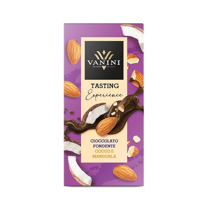 Cioccolato fondente cocco e mandorla 75 g Vanini - 1
